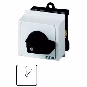 Interruttore on-off Eaton, T0, 20 A, da incasso in quadro, 2 moduli, contatti: 4, 45°, con scatto, con posizione 0, 0-1, codice articolo 15404 088687