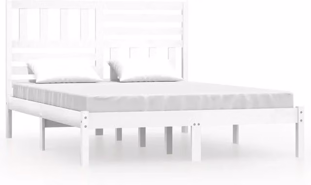 Letto matrimoniale in legno massello di pino bianco con doghe fisse L/P/H: 200 x 140 x 100 cm