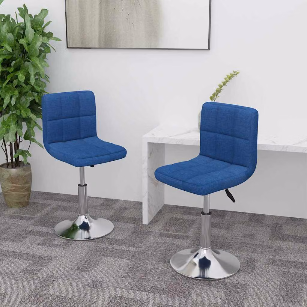 Set di 2 sedie da pranzo girevoli vidaXL in tessuto blu con struttura in metallo e plastica, design moderno