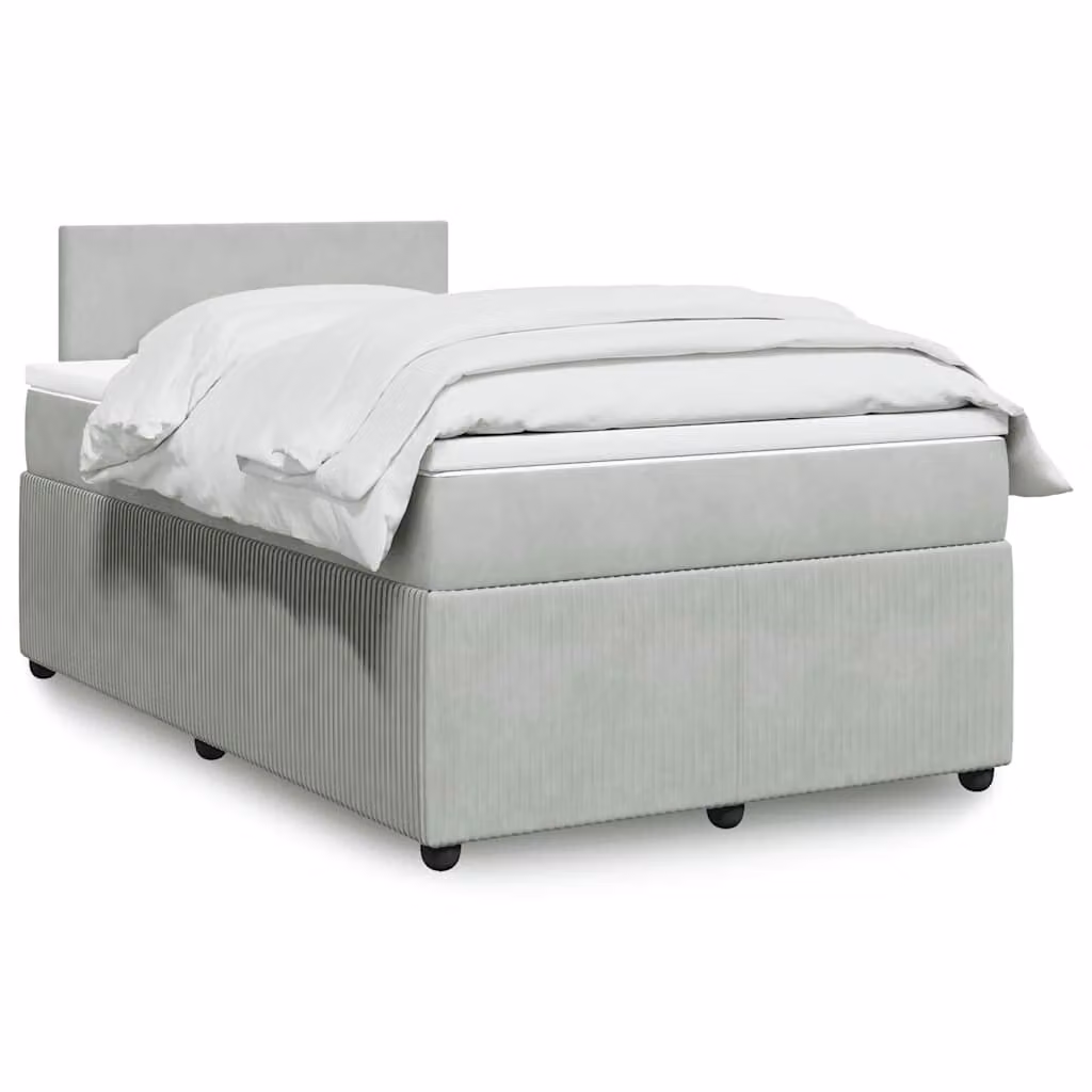 vidaXL Giroletto a Molle con Materasso in Velluto Grigio Chiaro L: 120 cm, P: 200 cm