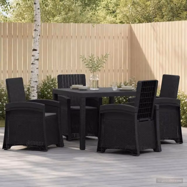 Set da Pranzo per Giardino 5 pz Antracite PP 3430104