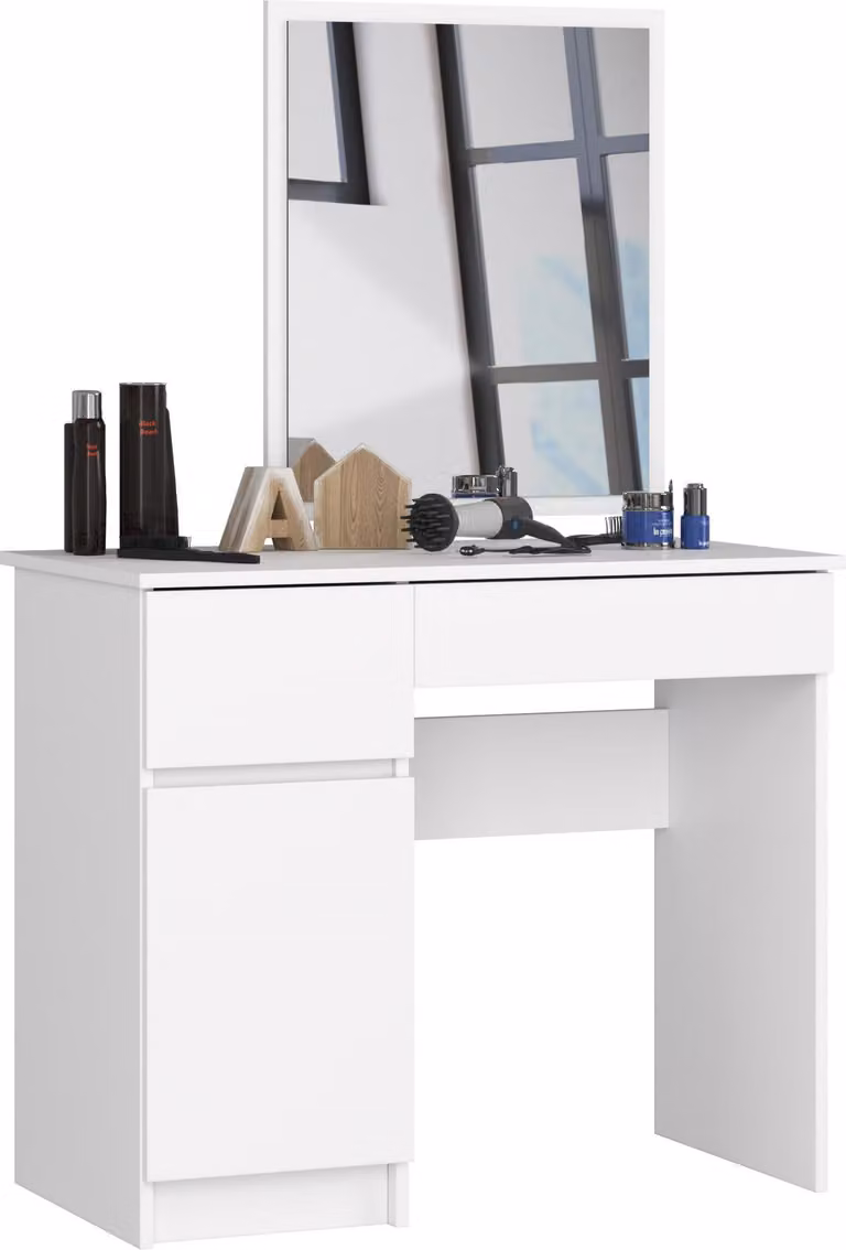 Akord Mobile Da Bagno Con Specchio Sul Lato Sinistro Bianco 90X50X142 Cm