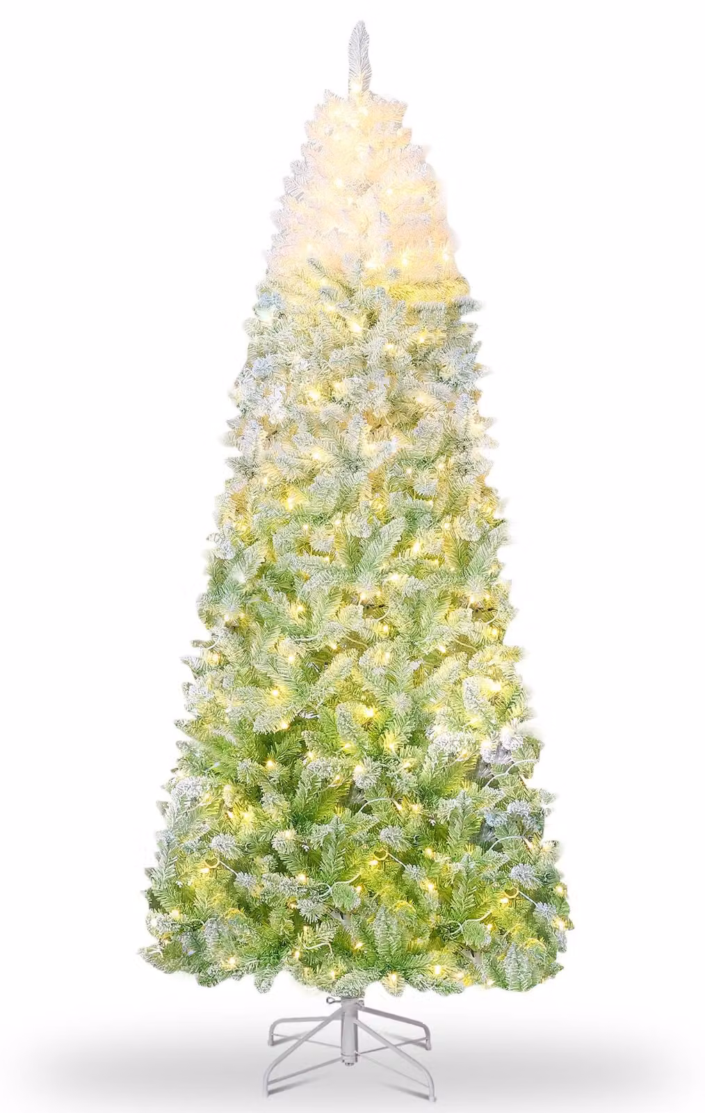 Albero di Natale artificiale, modello slim e stretto, altezza 180 cm (6.0 piedi) – sistema di montaggio automatico con cerniere, supporto in metallo
