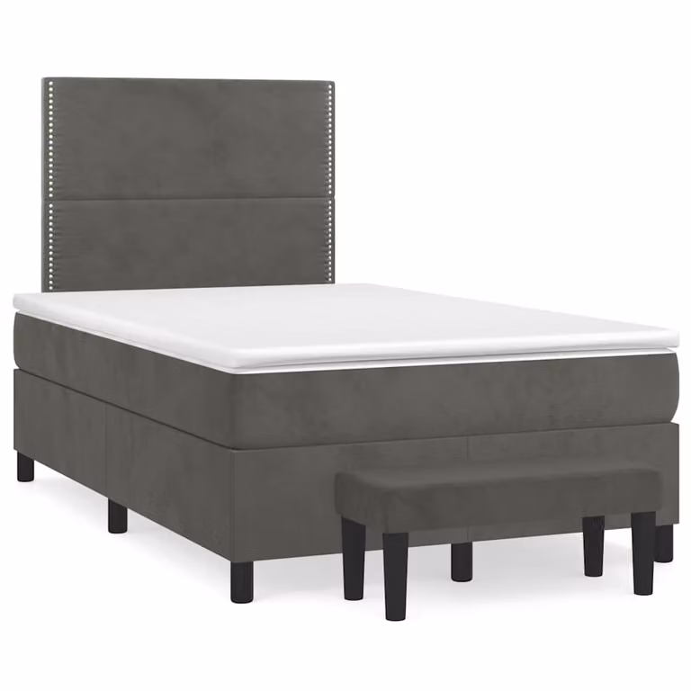 Giroletto a Molle con Materasso Ibrido vidaXL in Velluto Grigio e Bianco, L/P/H: 120 x 200 cm