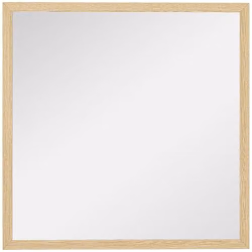 HOMCOM Specchio da parete quadrato 50x50 cm Cornice in legno naturale