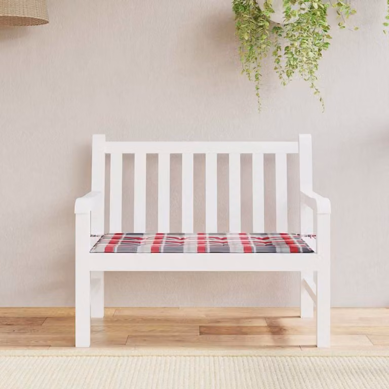 Cuscino per panca vidaXL a quadri rossi e multicolore in tessuto Oxford idrorepellente e traspirante, L 120 cm x P 50 cm x H 3 cm