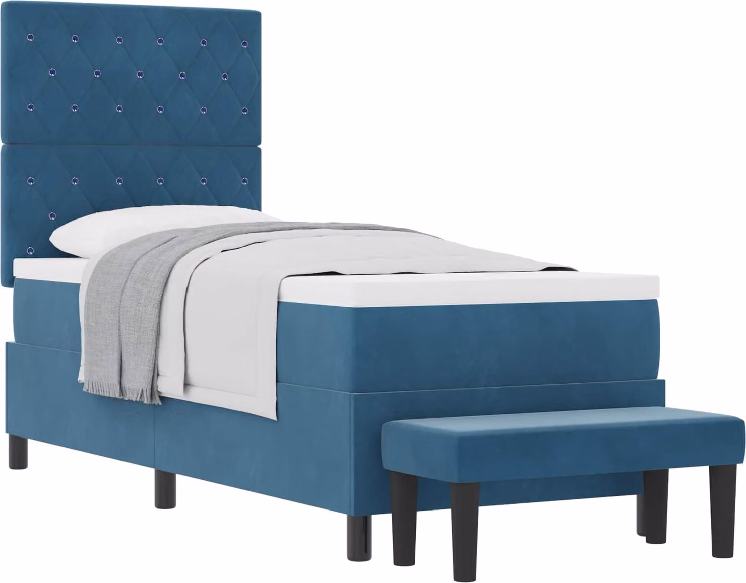 Letto a molle con cuscino Blu scuro 200 x 80 cm Velluto