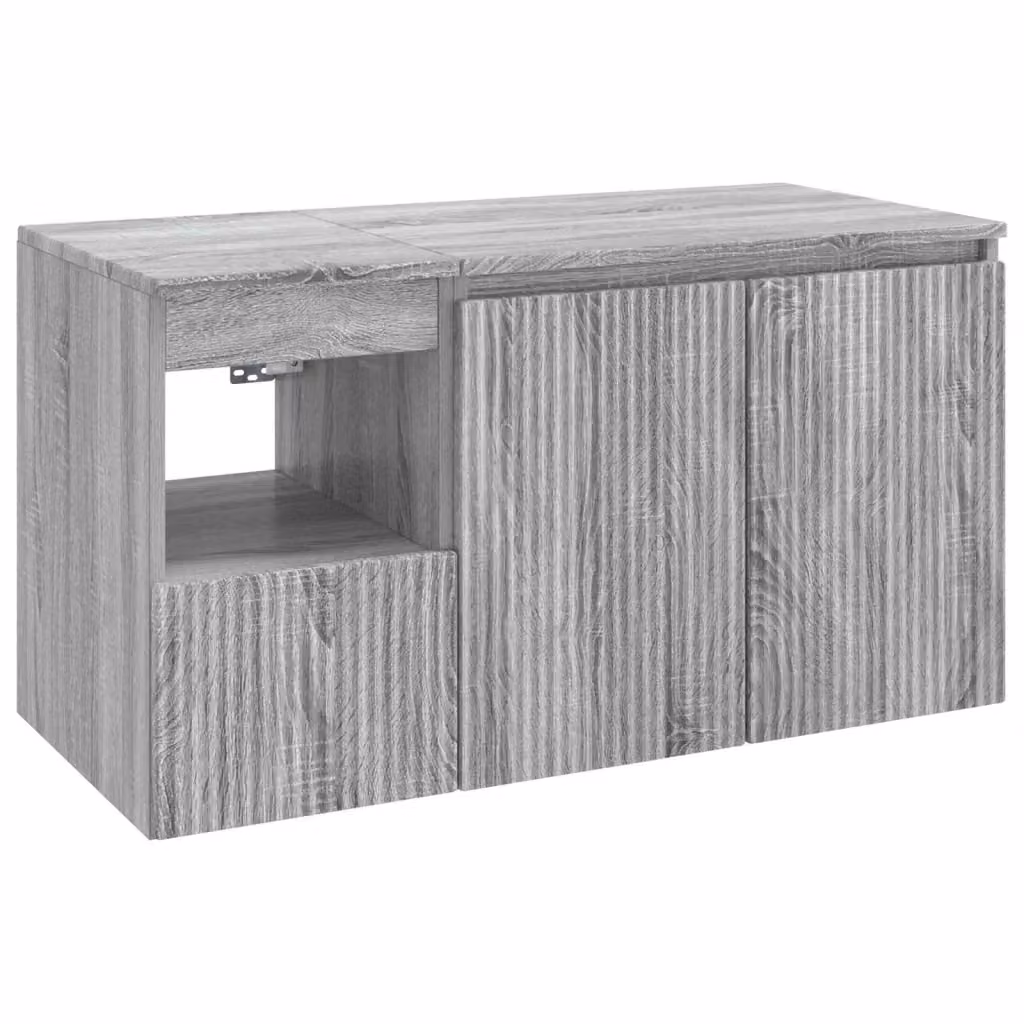 Set di mobili da bagno moderno vidaXL composto da mobile lavabo e pensile in legno grigio opaco – 2