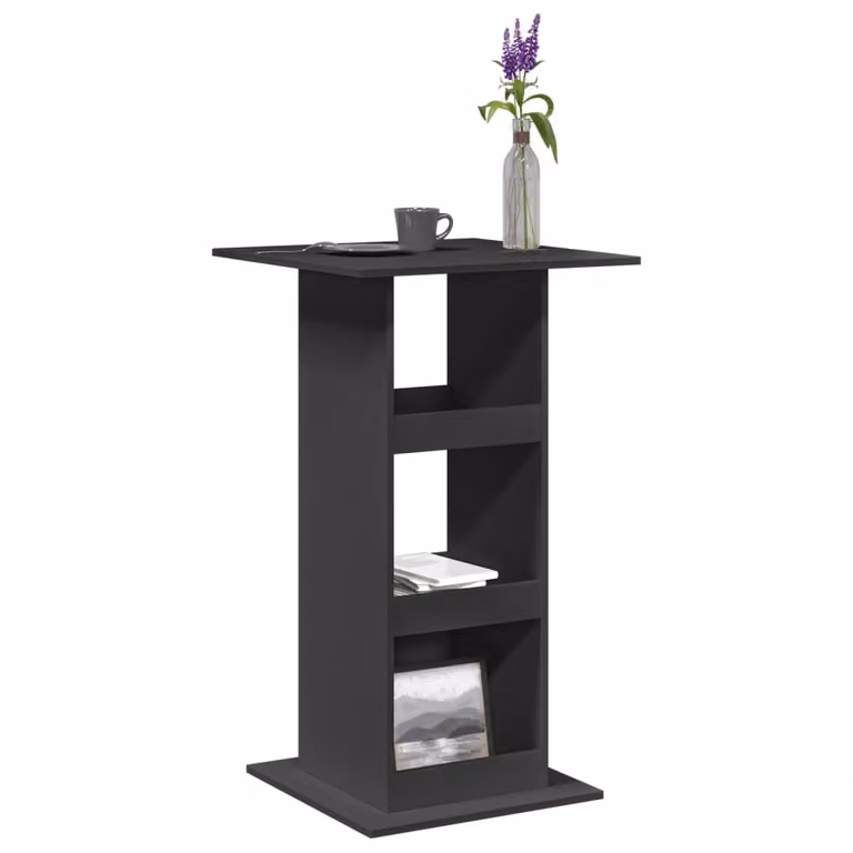 vidaXL Tavolo Bar Moderno Nero con Portaoggetti in MDF, L/P/H: 60 x 60 x 102 cm