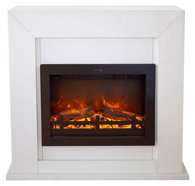 Camino elettrico a fiamme - Bianco/Nero - Potenza 1500 Watt - Autoportante, decorativo