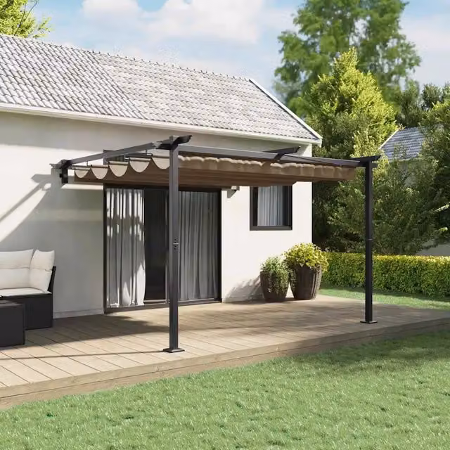 Gazebo 300 x 300 x 200 cm Tortora Poliestere 4003973