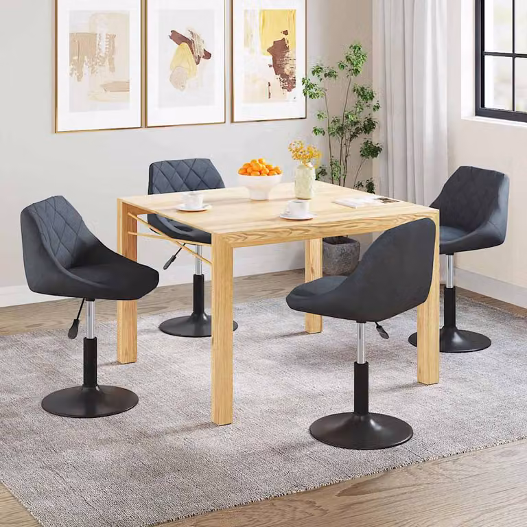 Set di 4 sedie da pranzo girevoli vidaXL in velluto grigio con design moderno e base in metallo