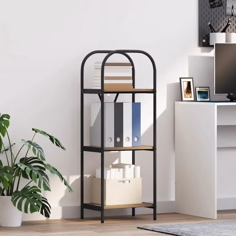 Libreria moderna vidaXL a 3 livelli in legno MDF e metallo, L 40 cm x P 30 cm x H 109 cm, disponibile in marrone e nero