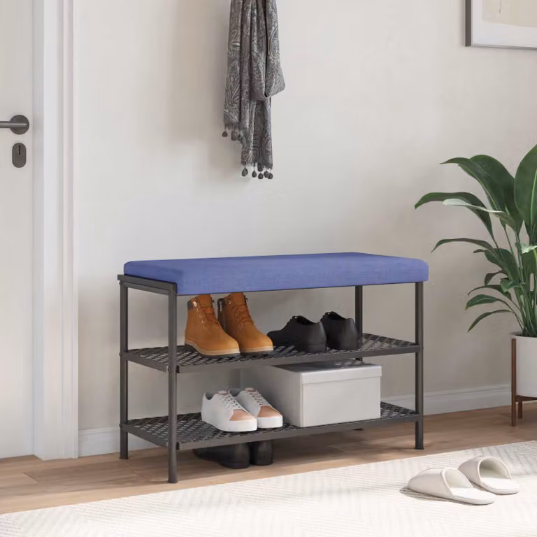 Cuscino per panchina vidaXL in tessuto blu jeans con antiscivolo e imbottitura in schiuma, L: 80 cm, P: 80 cm, H: 3,5 cm