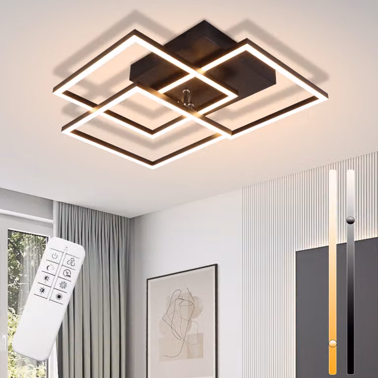 ZMH lampada a soffitto LED soggiorno 36W dimmerabile design moderno lampada soggiorno nero con telecomando lampada cucina corridoio camera da letto lampada soffitto angolare per cucina ufficio