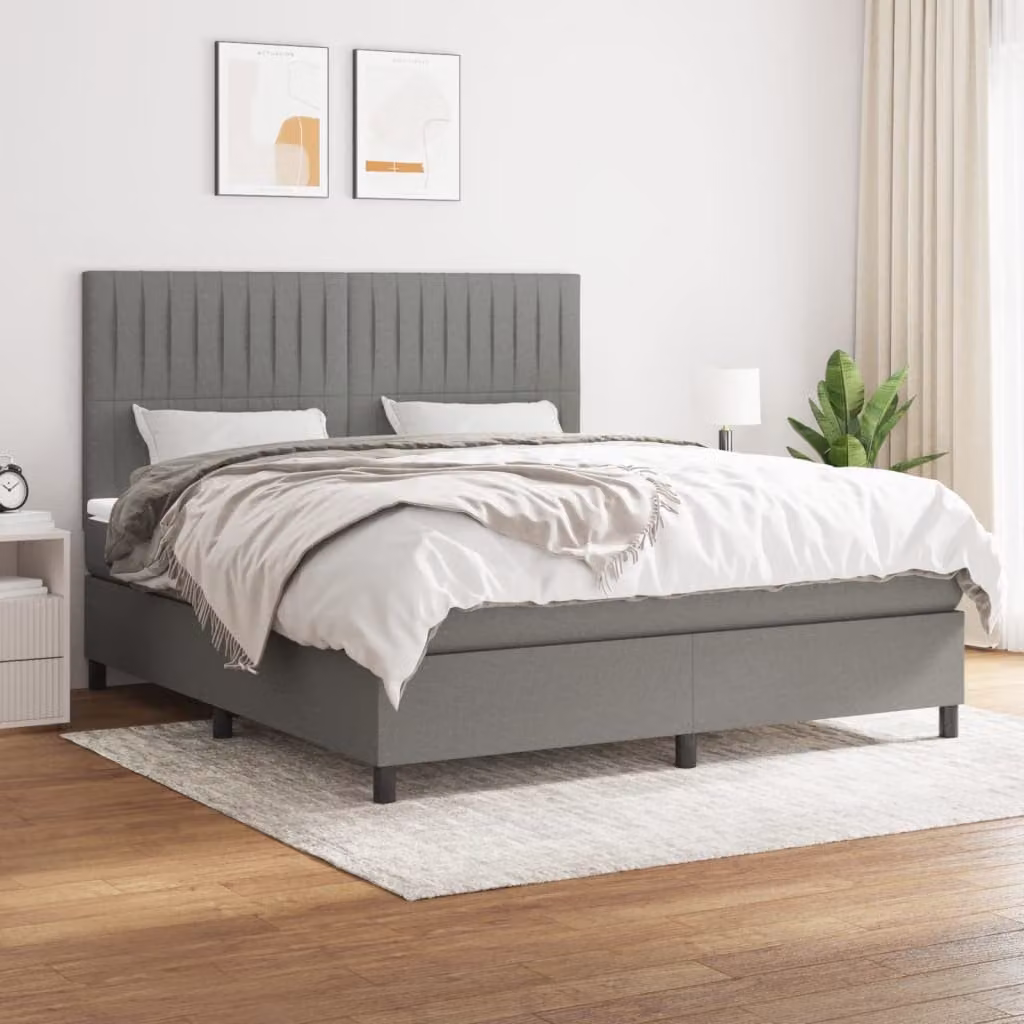 vidaXL Letto Ibrido con Giroletto a Molle e Materasso a Tasche Grigio e Bianco L/P: 180 x 200 cm