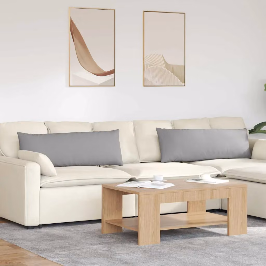 Set di 2 cuscini da divano vidaXL in tessuto grigio, L 120 cm x P 40 cm x H 40 cm