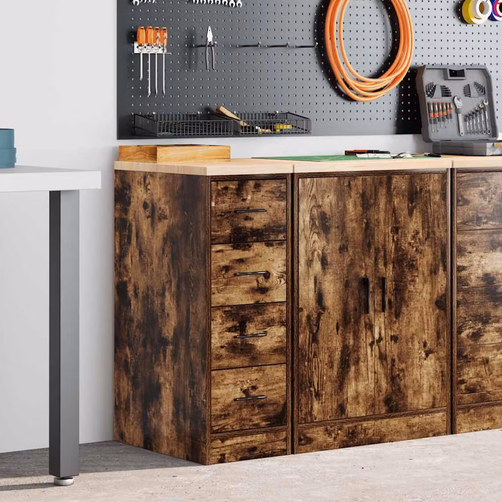 Armadietto da giardino vidaXL in legno di pino marrone con cassetti e ante a battente, L/P/H: 30 x 51 x 85 cm