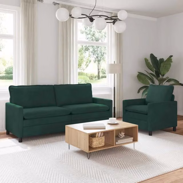 Set di divani 2 pz Verde Scuro Velluto 3417111