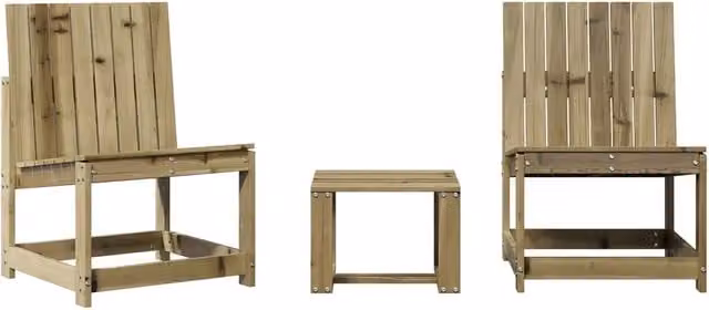 Set Salotto da Giardino 3 pz in Legno di Pino Marrone per Esterno