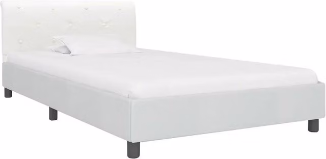 Letto singolo | Letto per adulti | Giroletto Bianco in Similpelle 100x200 cm