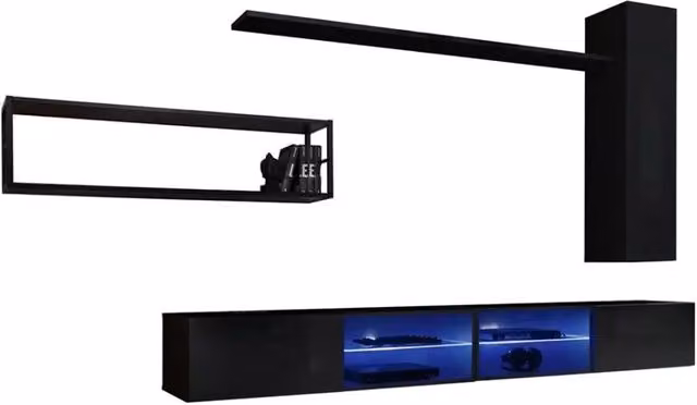 Set mobili da salotto stile industriale SWITCH M4. Colore nero.