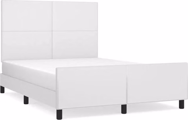 Letto matrimoniale | Letto per adulti | Giroletto con Testiera Bianco 140x200 cm in Similpelle