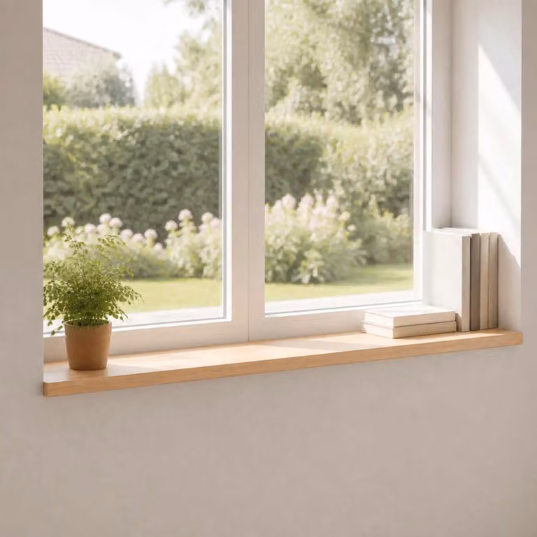 Set di 2 soglie per finestre vidaXL in legno naturale, colore beige/marrone, L 160 x P 20 x H 2 cm