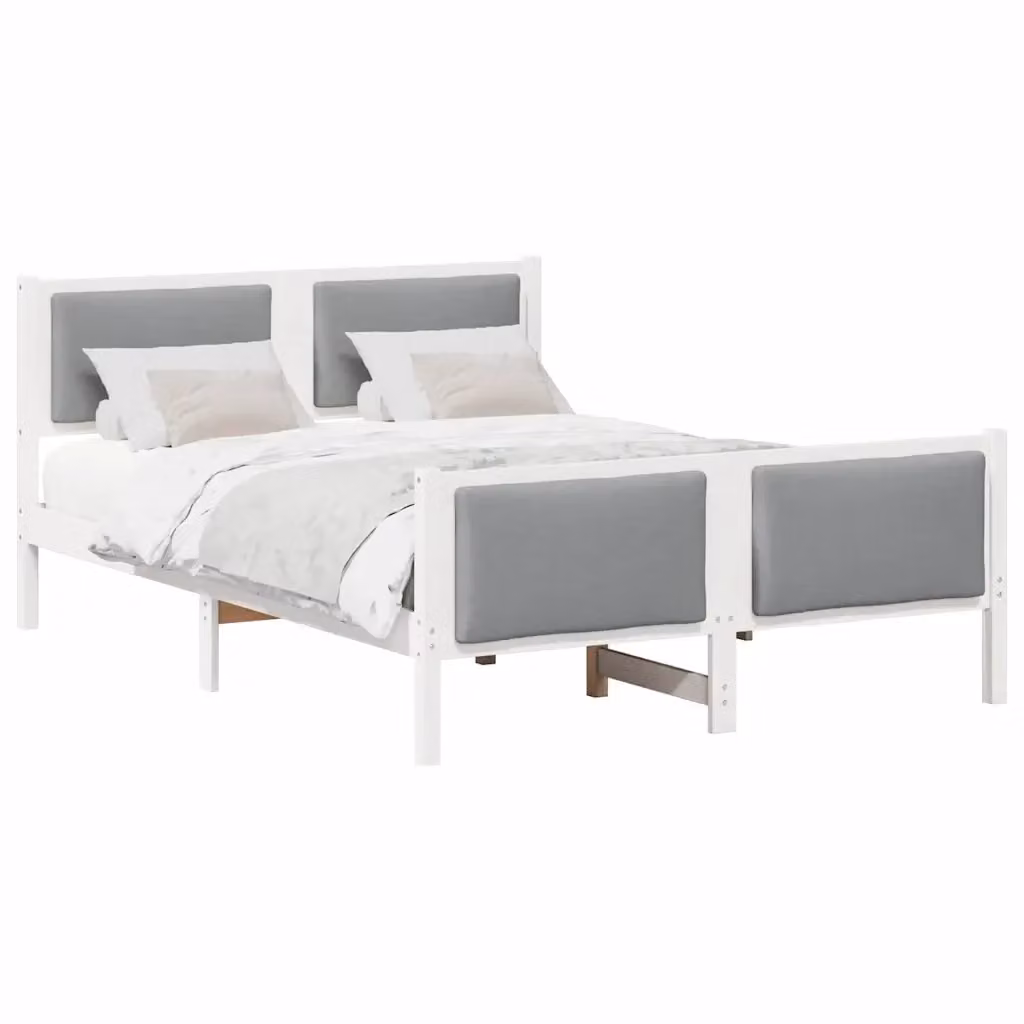 Struttura letto moderna vidaXL in legno e tessuto grigio e bianco L/P/H: 200 x 160 x 85,5 cm – 2