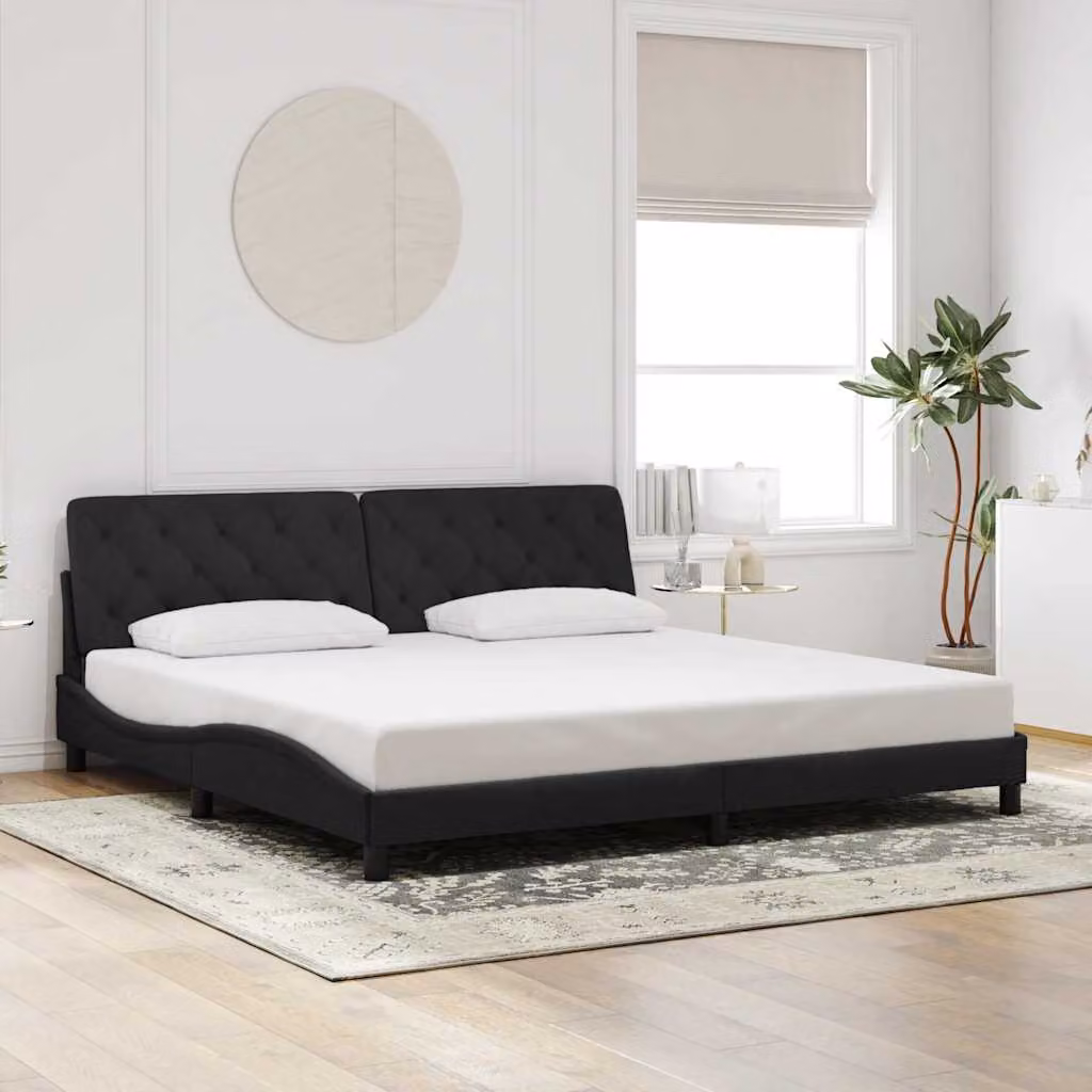 Giroletto senza materasso vidaXL in velluto nero con doghe in legno L: 200 cm, P: 200 cm – 1