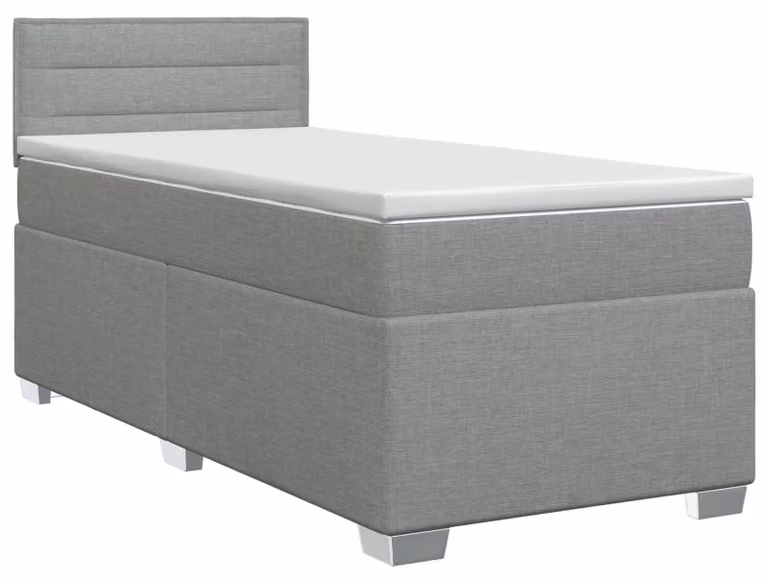 Letto a molle con materasso grigio chiaro 80 x 200 cm in tessuto