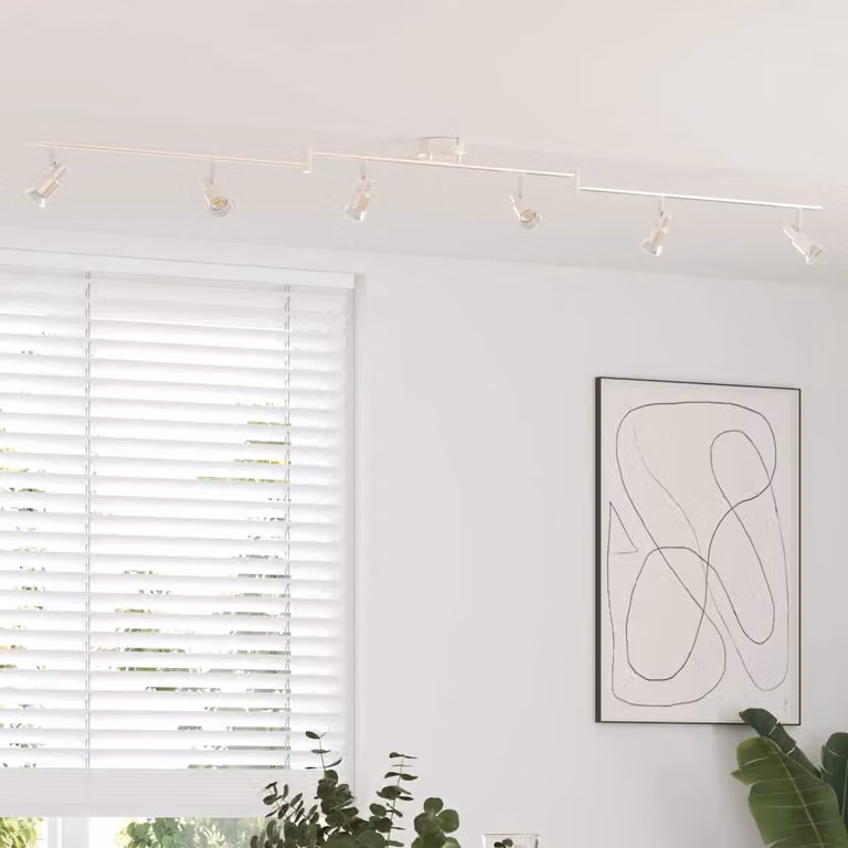 Faretto da soffitto regolabile vidaXL in metallo, Argento/Bianco, L: 176,5 cm, P: 9,5 cm, H: 14 cm