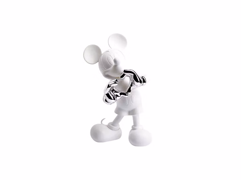 Mickey with Love Scultura Bianco opaco e Argento cromato - Piccola