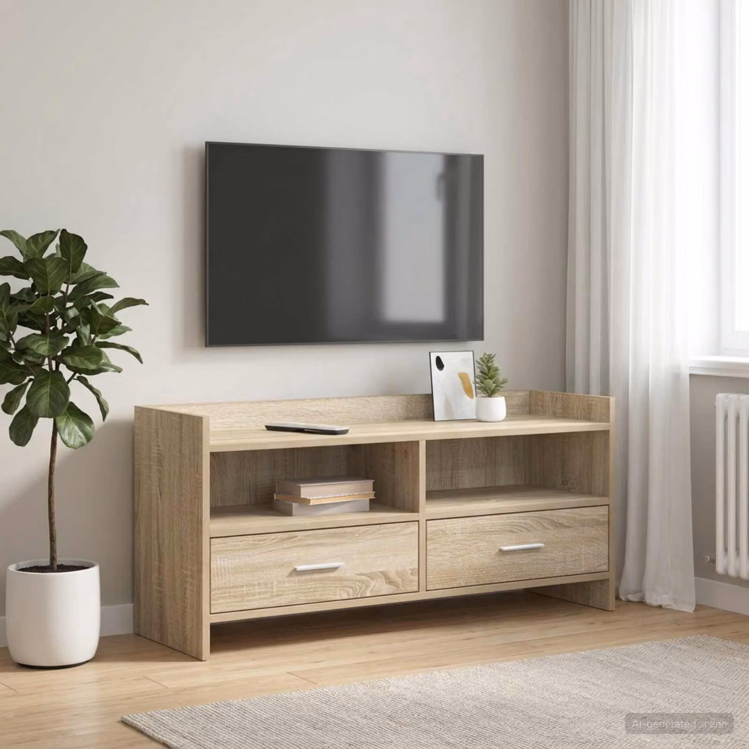Mobile TV vidaXL in legno ingegnerizzato e metallo, colore rovere sonoma, L 100 x P 33 x H 47 cm