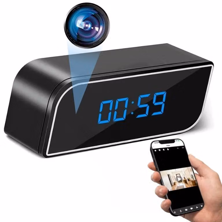 Mini Orologio Telecamera iUni IP99, Full HD, 150°, Visione Notturna, Visualizzazione Live su telefono, slot per scheda