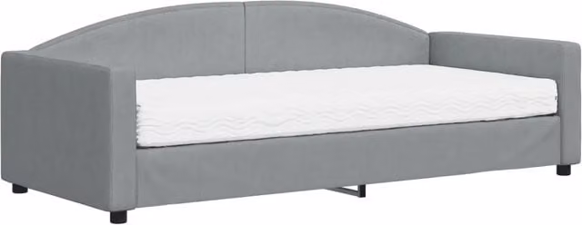 Divano letto | Sof¨¤ letto | Letto singolo con Materasso Grigio Chiaro 90x200 cm in Tessuto