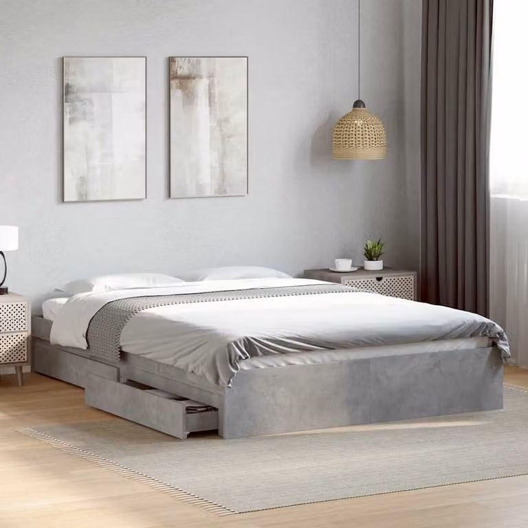 vidaXL Giroletto con Cassetti in Legno Multistrato Grigio 150x200 cm