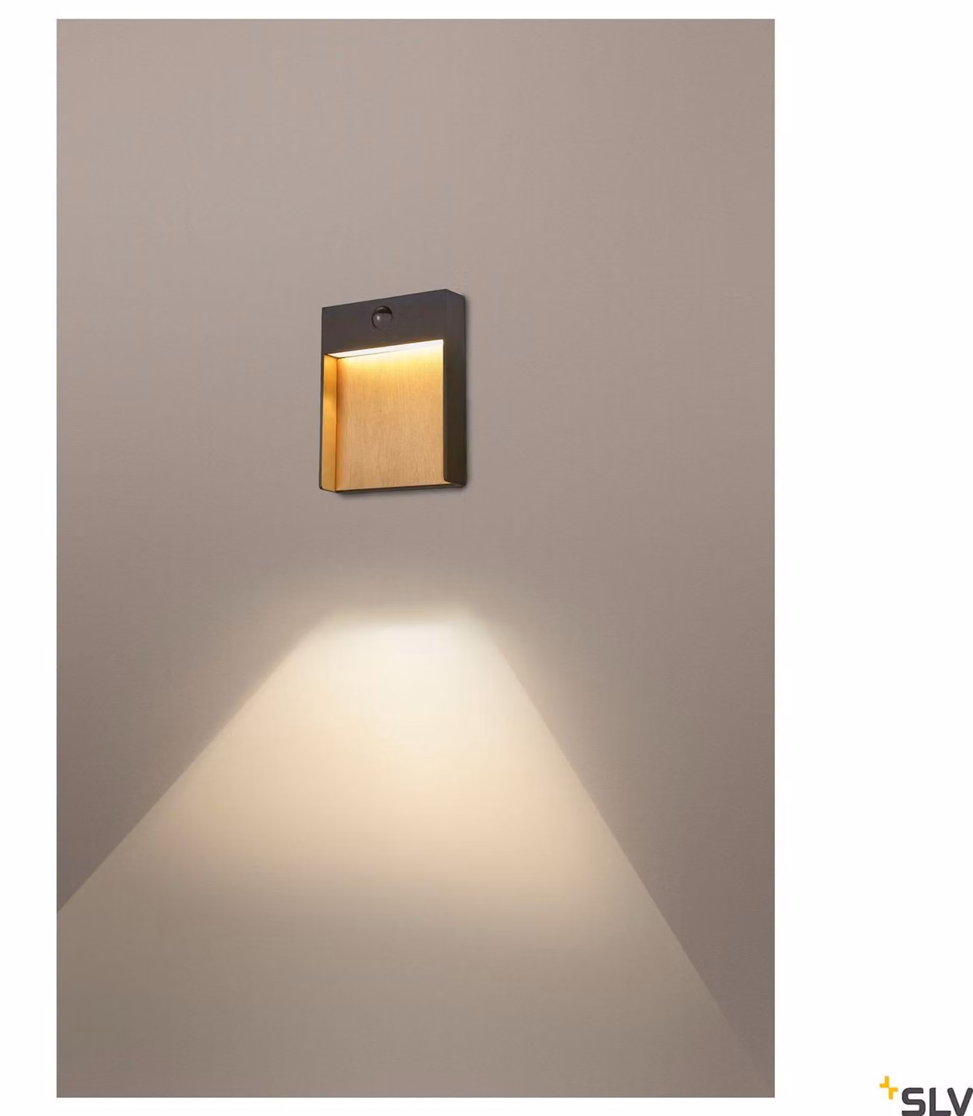 Flatt Sensor Applique LED 14W IP65 alluminio antracite/marrone effetto legno Colore della luce commutabile con sensore