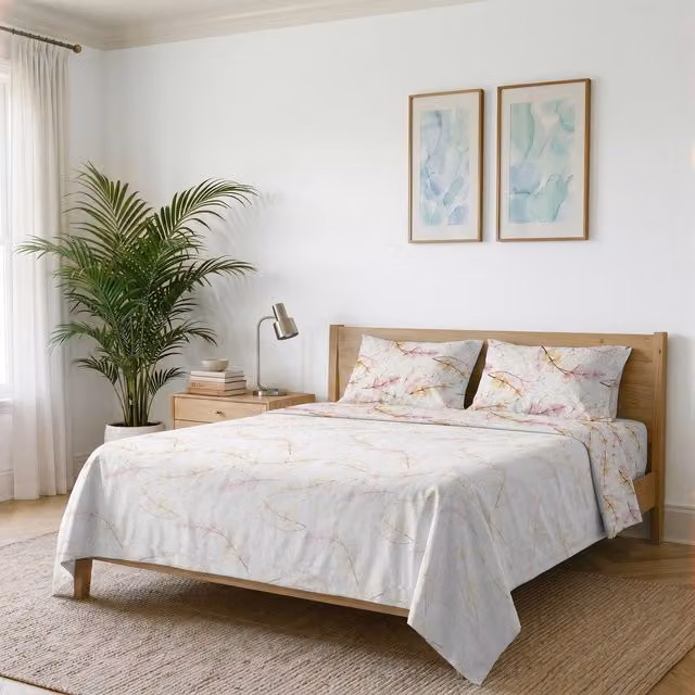 Completo letto Karma 2 piazze bouquet rosa Datex