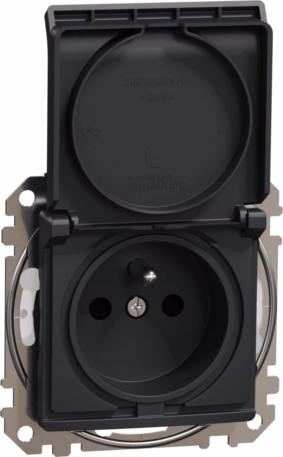 Presa singola antispruzzo nero antracite IP44 Sedna Design&Elements SDD214013 Schneider