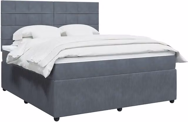 Letto Ibrido con Giroletto a Molle e Materasso vidaXL in Velluto Grigio e Bianco L/P: 180 x 200 cm – 1
