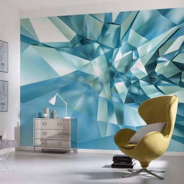 Fotomurale KOMAR 3d Crystal cave, design geometrico moderno, Multicolore, L: 368 cm, H: 254 cm