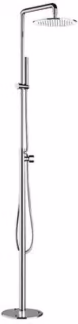 Colonna piscina saliscendi free-standing Remer silver con doccia standard e finitura brass comfort