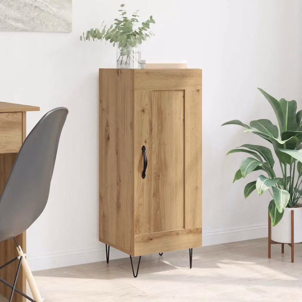 Credenza moderna vidaXL in legno e metallo color rovere, L: 34 cm, P: 34 cm, H: 90 cm