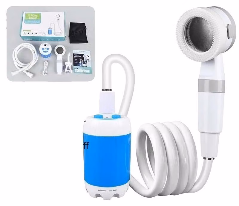 Doccia da campeggio, design portatile, controllo intelligente della temperatura, colore: bianco
