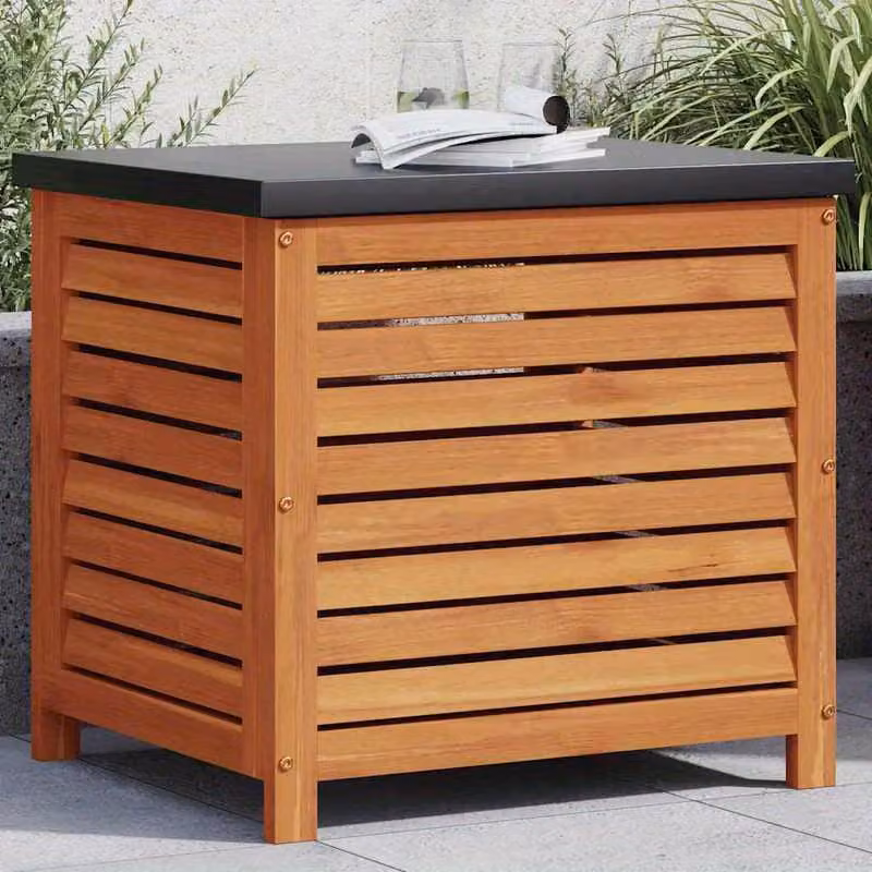 Cassetta portaoggetti da giardino in legno di acacia massello, dimensioni 60x50x55 cm, resistente agli agenti atmosferici e durevole, ideale per l'esterno