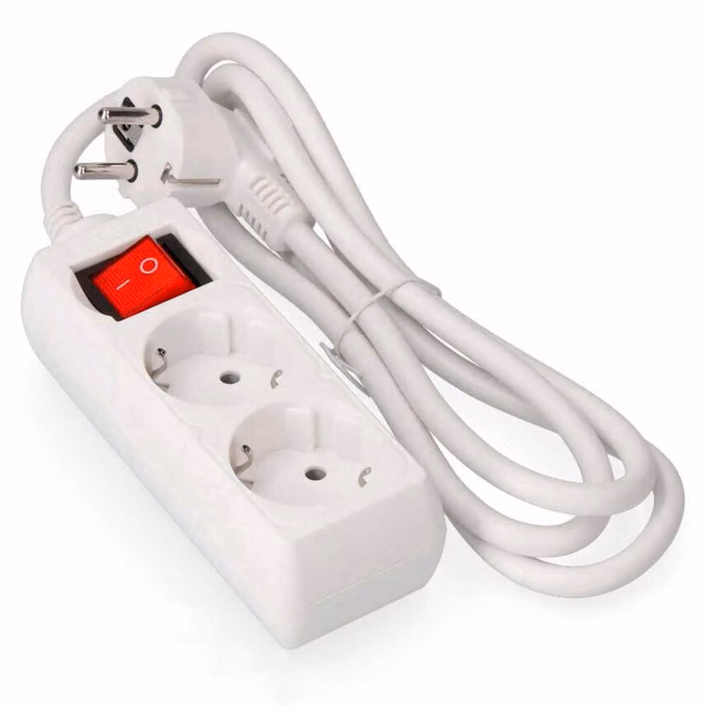 Multipresa Levitante con 2 prese Schuko con interruttore, cavo H05VV-F 3G da 1,5 m, 1,5 mm², bianco