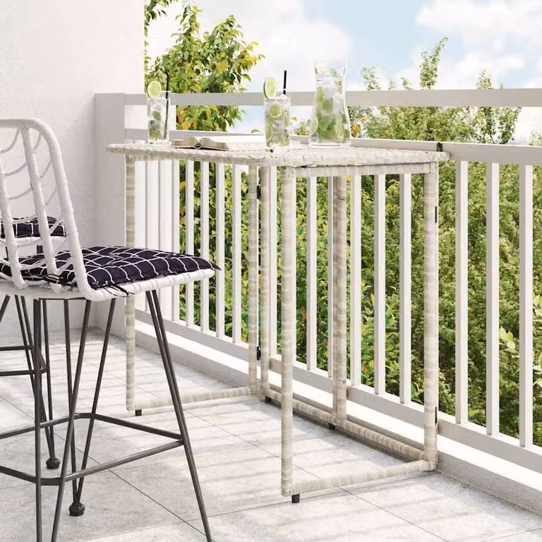 vidaXL Tavolo da giardino pieghevole in polyrattan grigio L: 90 cm, P: 51 cm, H: 75 cm