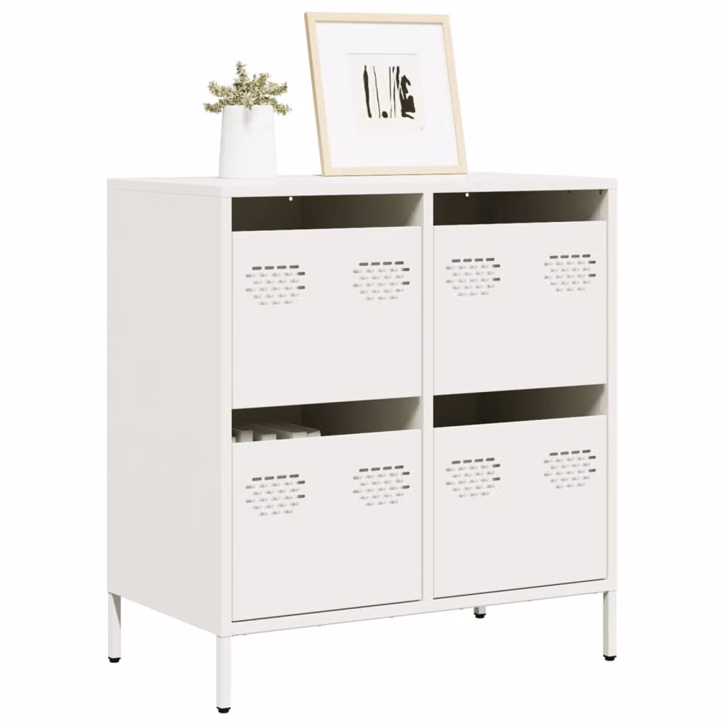Credenza bianca vidaXL in metallo con finitura opaca L/P/H: 68 x 39 x 73,5 cm
