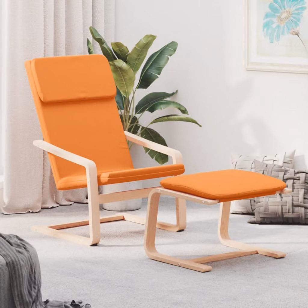The Living Store Poltrona relax con poggiapiedi in tessuto giallo scuro